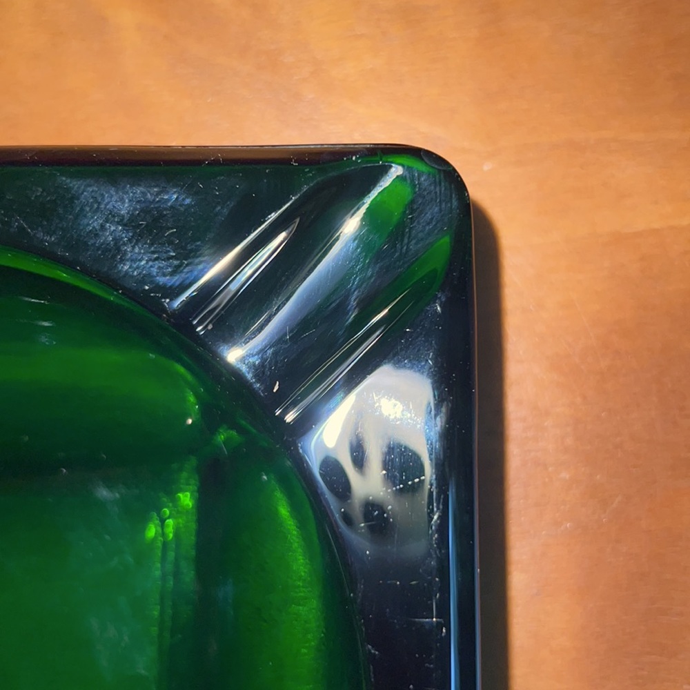 GREEN GLASS VINTAGE ASHTRAY 60s - Picture 4 of 6